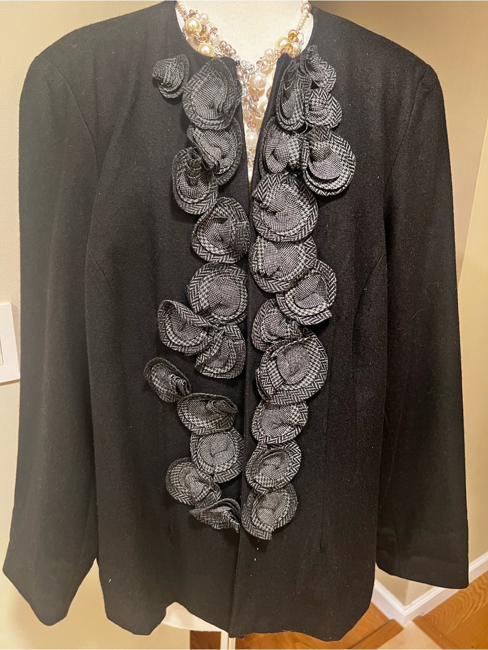 Coldwater Creek Black Ruffle-Trim Blazer - Picture 2 of 11